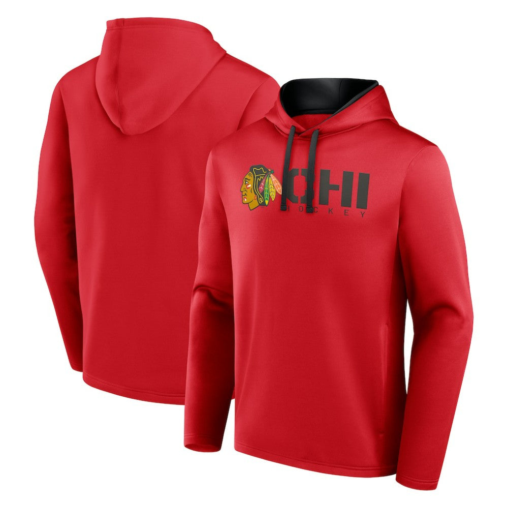 Chicago Blackhawks Logo Athletic Head Start Pullover Hoodie - Red Hoodies