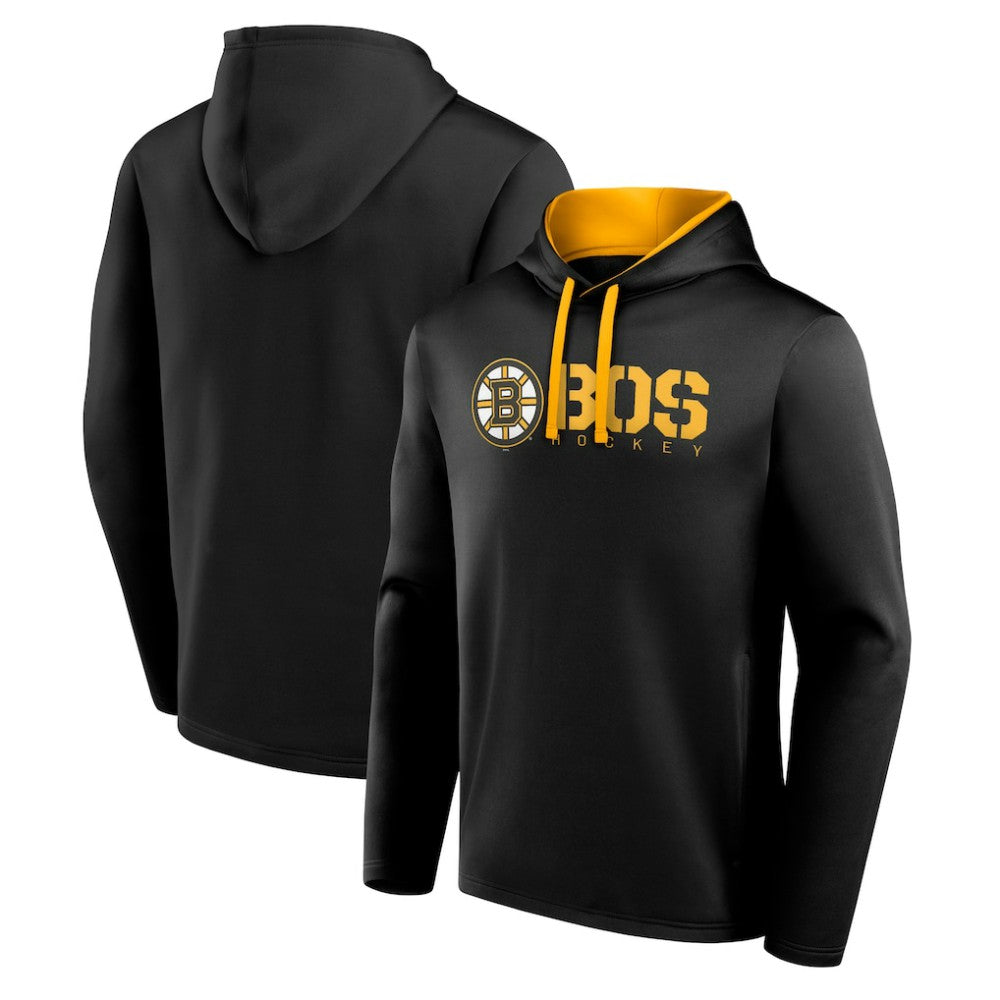 Boston Bruins Logo Athletic Head Start Pullover Hoodie - Black Hoodies