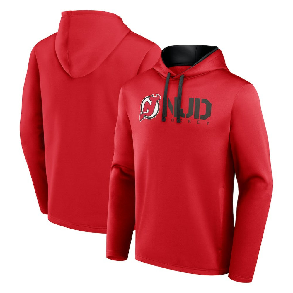 New Jersey Devils Logo Athletic Head Start Pullover Hoodie - Red Jerseys