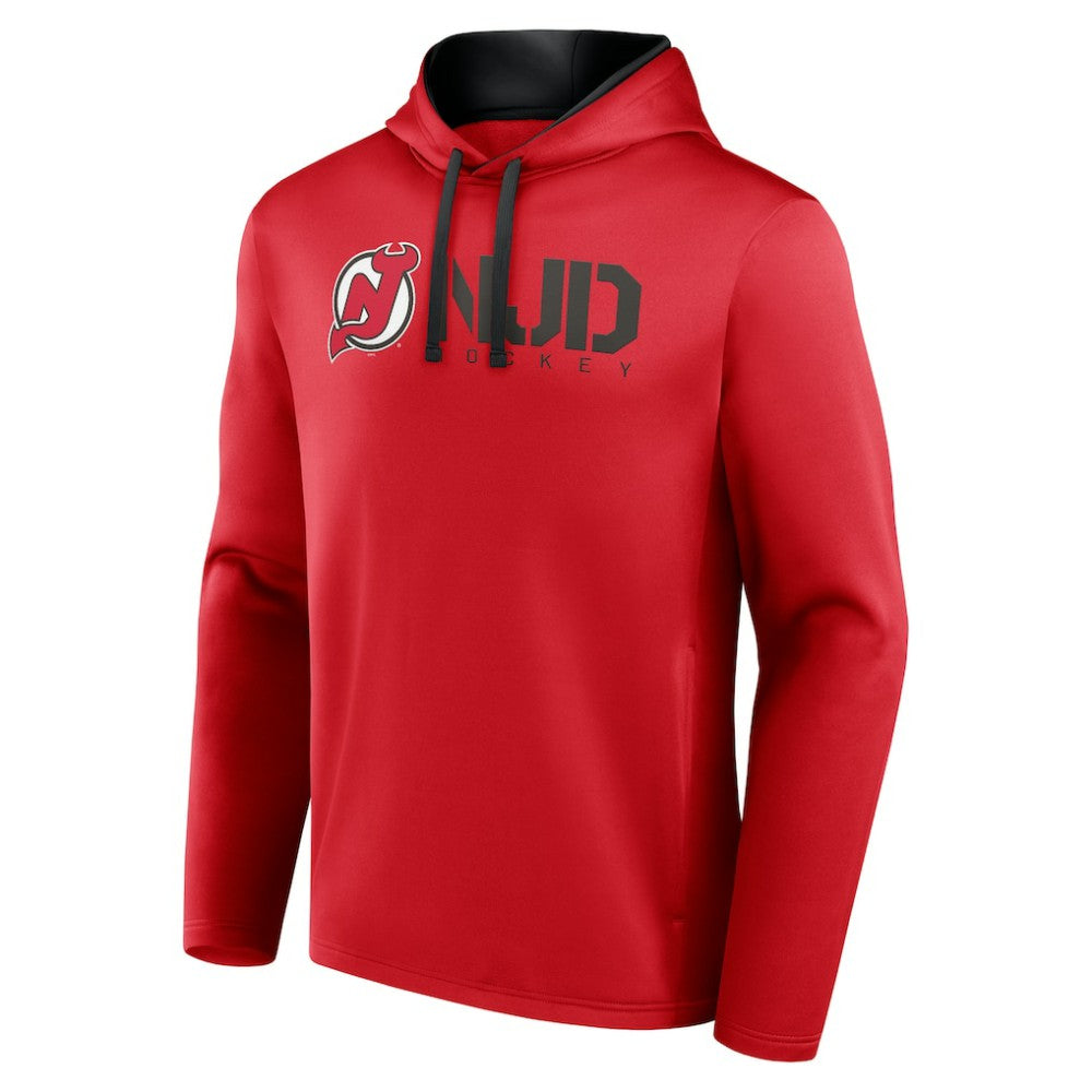 New Jersey Devils Logo Athletic Head Start Pullover Hoodie - Red Jerseys