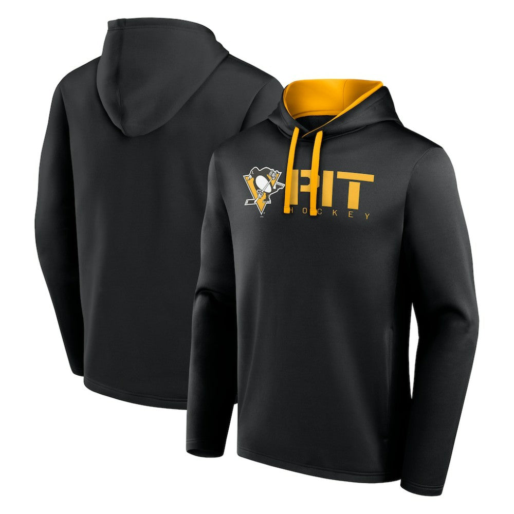 Pittsburgh Penguins Logo Athletic Head Start Pullover Hoodie - Black Hoodies