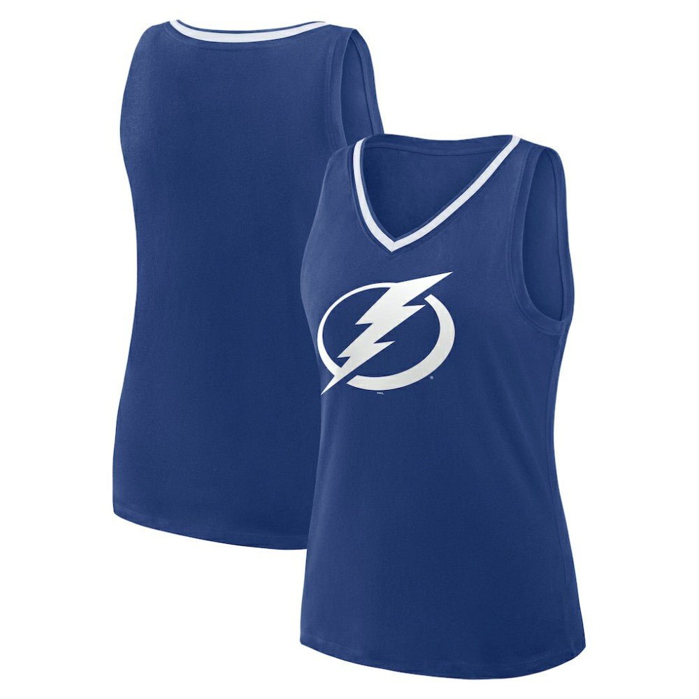 Tampa Bay Lightning Logo Athletic Women's Stellar Win V-Neck Tank Top - Blue Tank Top