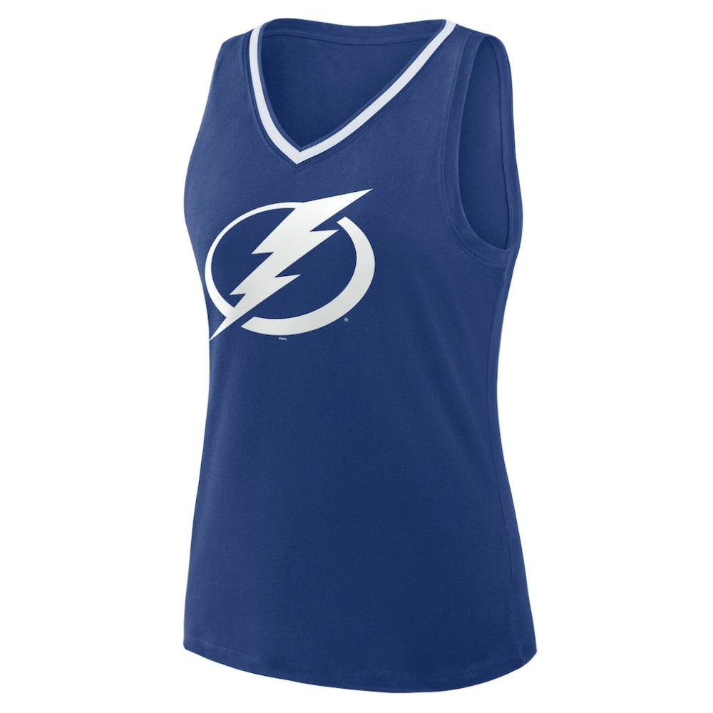 Tampa Bay Lightning Logo Athletic Women's Stellar Win V-Neck Tank Top - Blue Tank Top