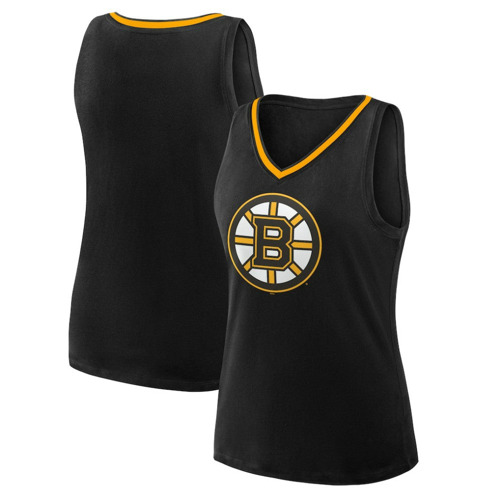 Boston Bruins Logo Athletic Women's Stellar Win V-Neck Tank Top - Black Tank Top