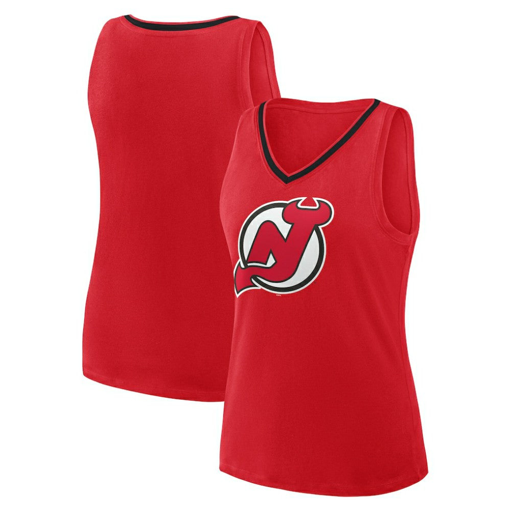 New Jersey Devils Logo Athletic Women's Stellar Win V-Neck Tank Top - Red Jerseys