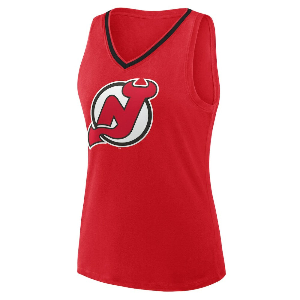 New Jersey Devils Logo Athletic Women's Stellar Win V-Neck Tank Top - Red Jerseys