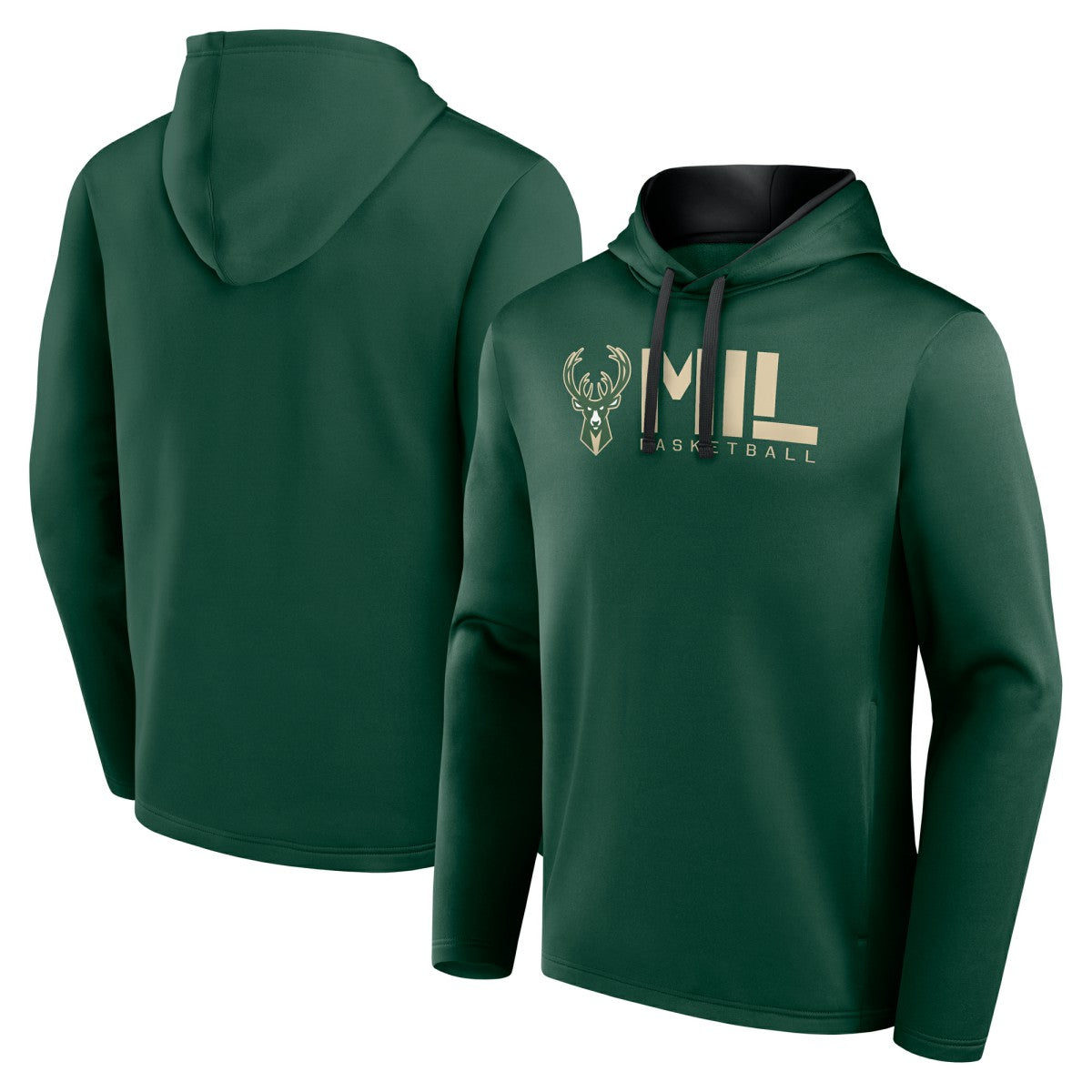 Milwaukee Bucks Logo Athletic Head Start Pullover Hoodie - Hunter Green on sale