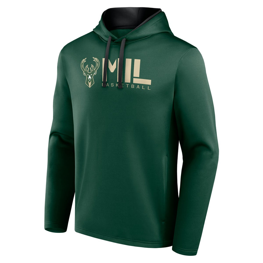 Milwaukee Bucks Logo Athletic Head Start Pullover Hoodie - Hunter Green on sale