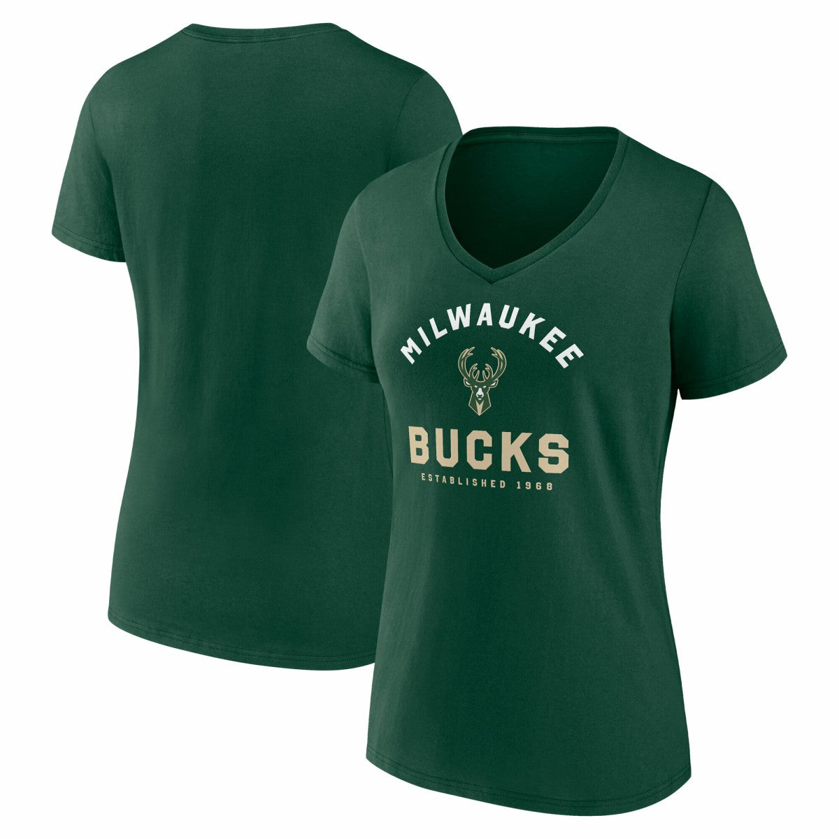 Milwaukee Bucks Logo Athletic Women's Unrivaled V-Neck T-Shirt - Hunter Green online