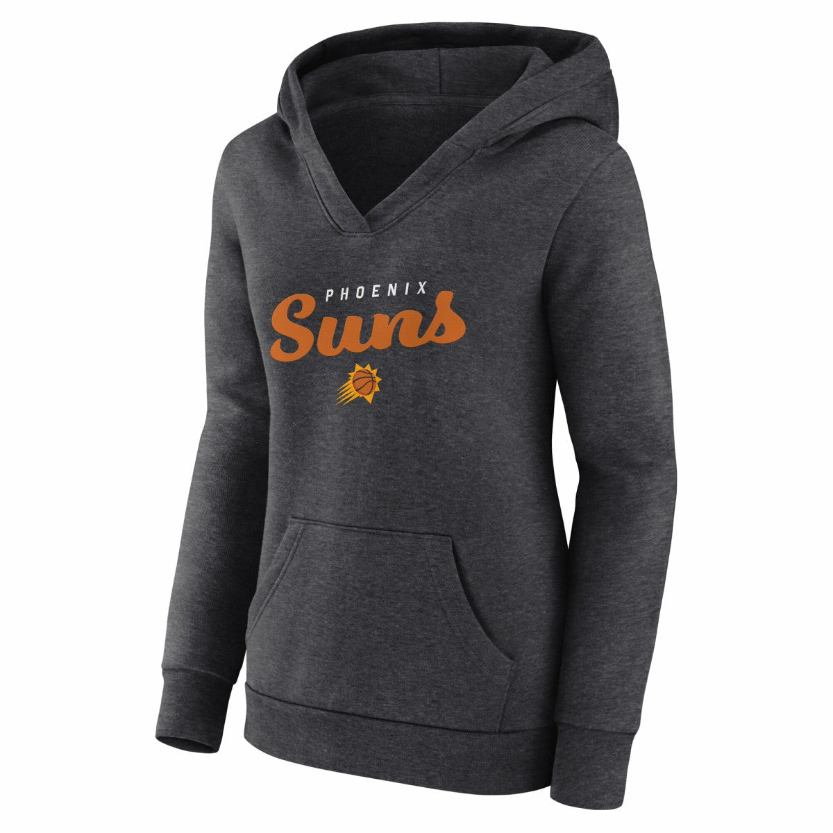 Phoenix Suns Logo Athletic Women's Triumphant V-Neck Pullover Hoodie - Heather Charcoal cheap