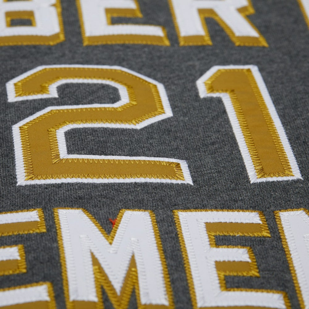 Roberto Clemente Pittsburgh Pirates Legends Collection Vintage Logo Name & Number Fleece Pullover Sweatshirt Heather Charcoal