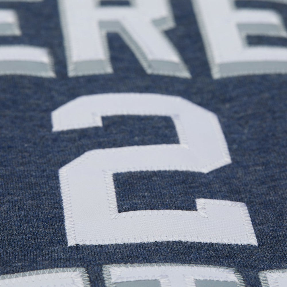 Derek Jeter New York Yankees Legends Collection Vintage Logo Fleece Name & Number Pullover Sweatshirt Heather Navy