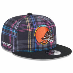 Cleveland Browns New Era 2024 NFL Crucial Catch Plaid 9FIFTY Snapback Hat - Black for sale