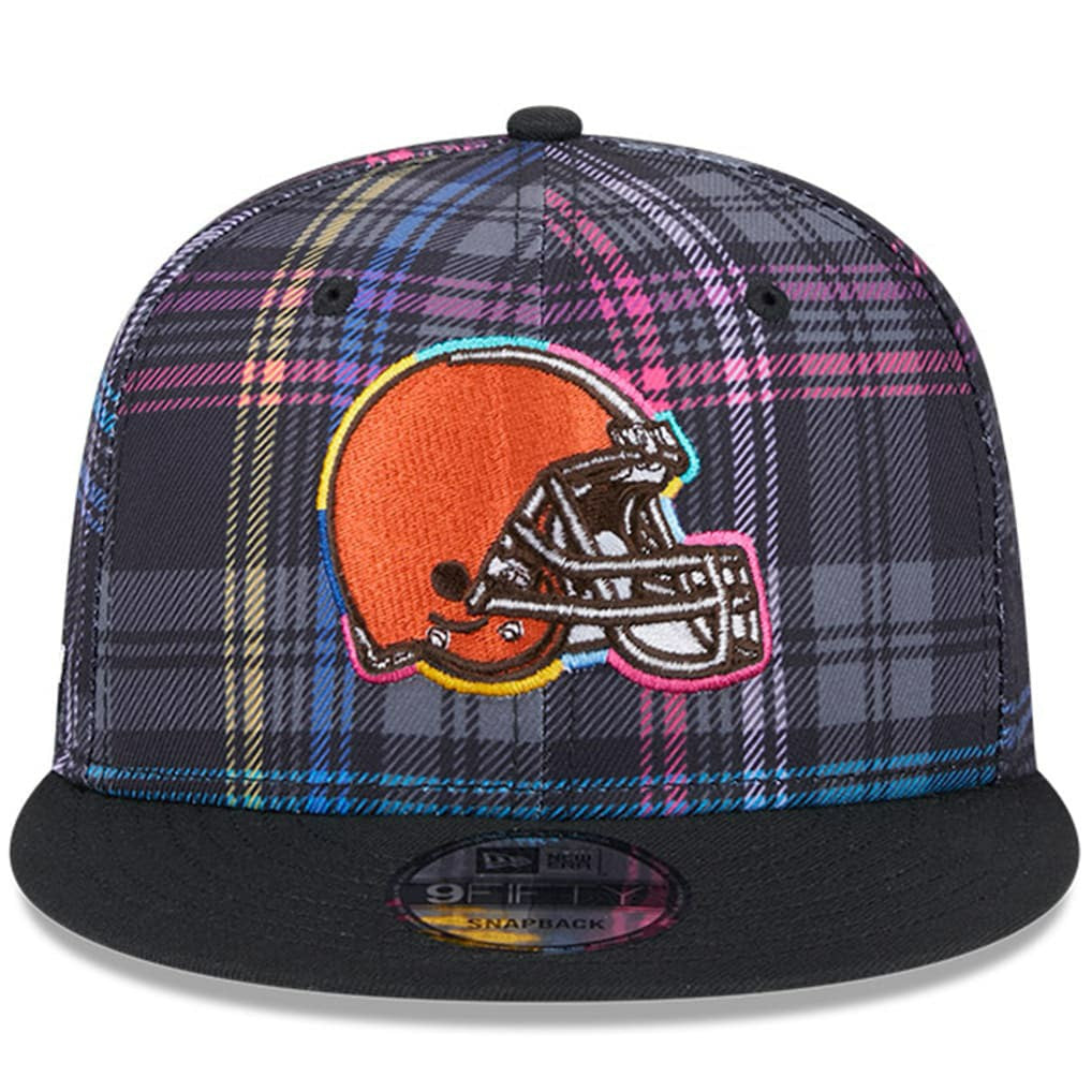 Cleveland Browns New Era 2024 NFL Crucial Catch Plaid 9FIFTY Snapback Hat - Black for sale