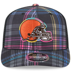 Cleveland Browns New Era 2024 NFL Crucial Catch Plaid 9SEVENTY Trucker Snapback Hat - Black outlet