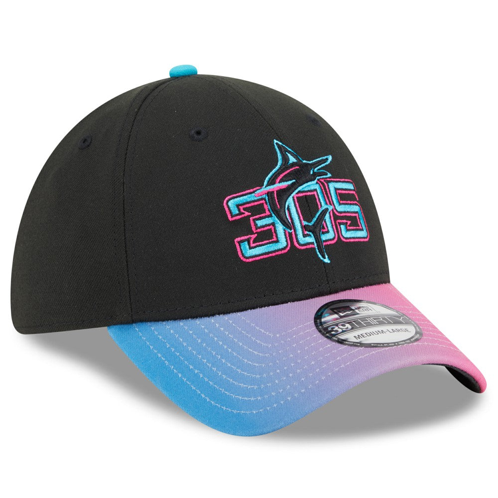 Miami Marlins 2025 City Connect 39THIRTY Flex Hat Black/Pink