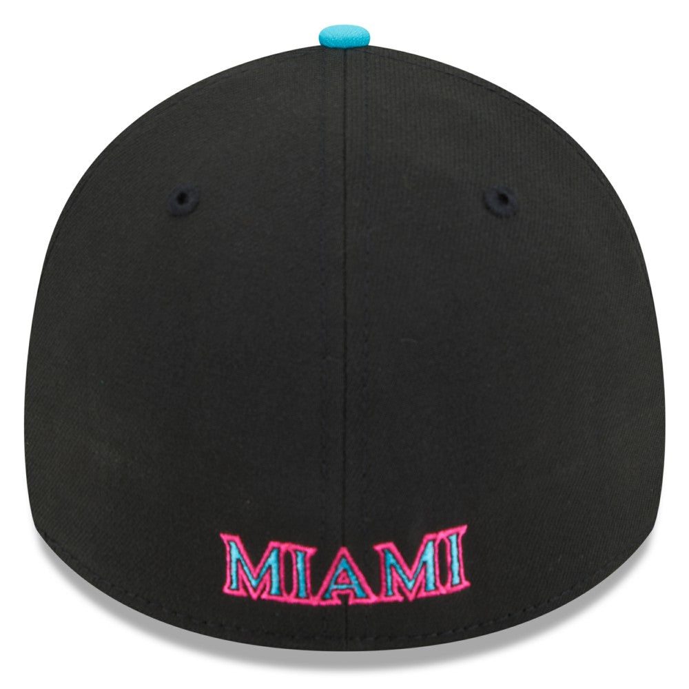 Miami Marlins 2025 City Connect 39THIRTY Flex Hat Black/Pink