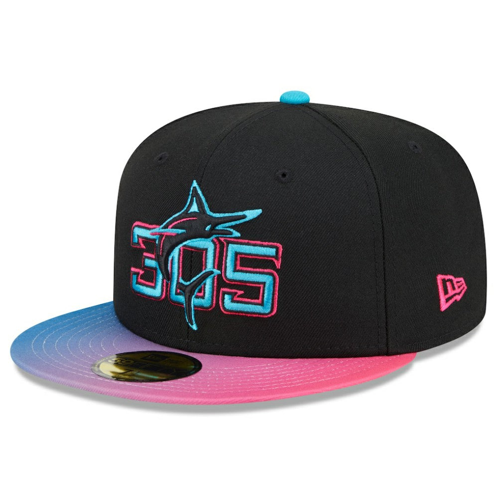 Miami Marlins 2025 City Connect 59FIFTY Fitted Hat Black/Pink