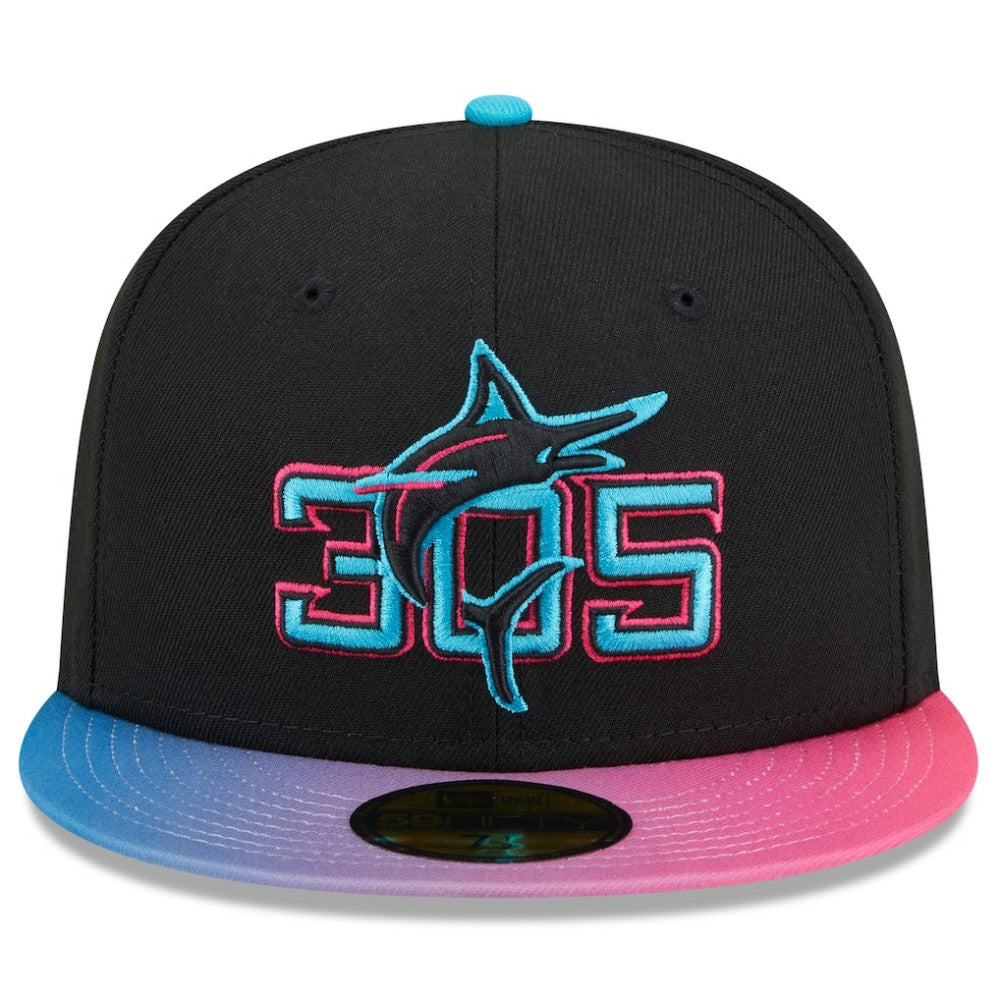 Miami Marlins 2025 City Connect 59FIFTY Fitted Hat Black/Pink
