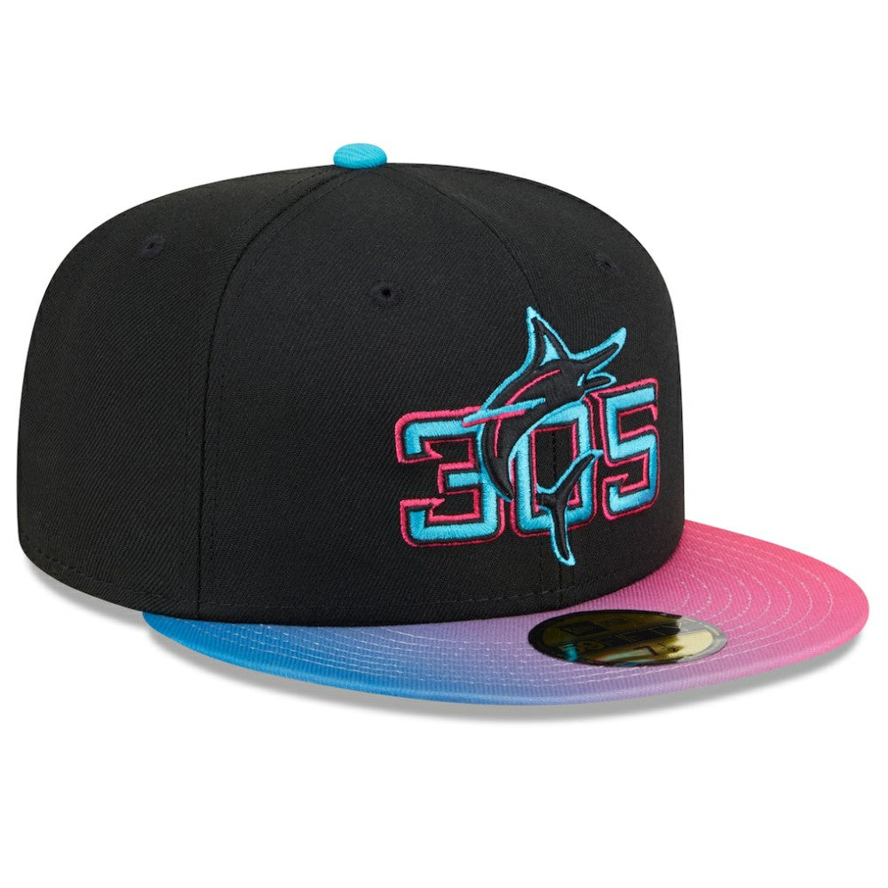 Miami Marlins 2025 City Connect 59FIFTY Fitted Hat Black/Pink