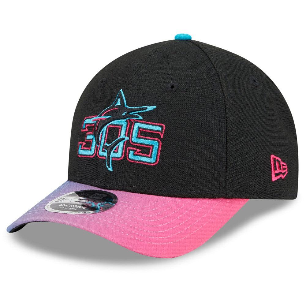 Miami Marlins 2025 City Connect 9FORTY M-Crown Adjustable Hat Black/Pink
