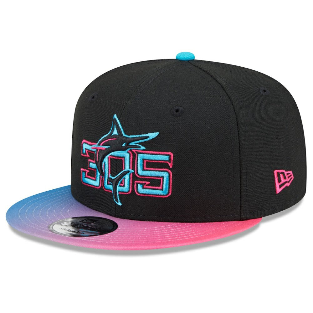 Miami Marlins 2025 City Connect 9FIFTY Snapback Hat Black/Pink