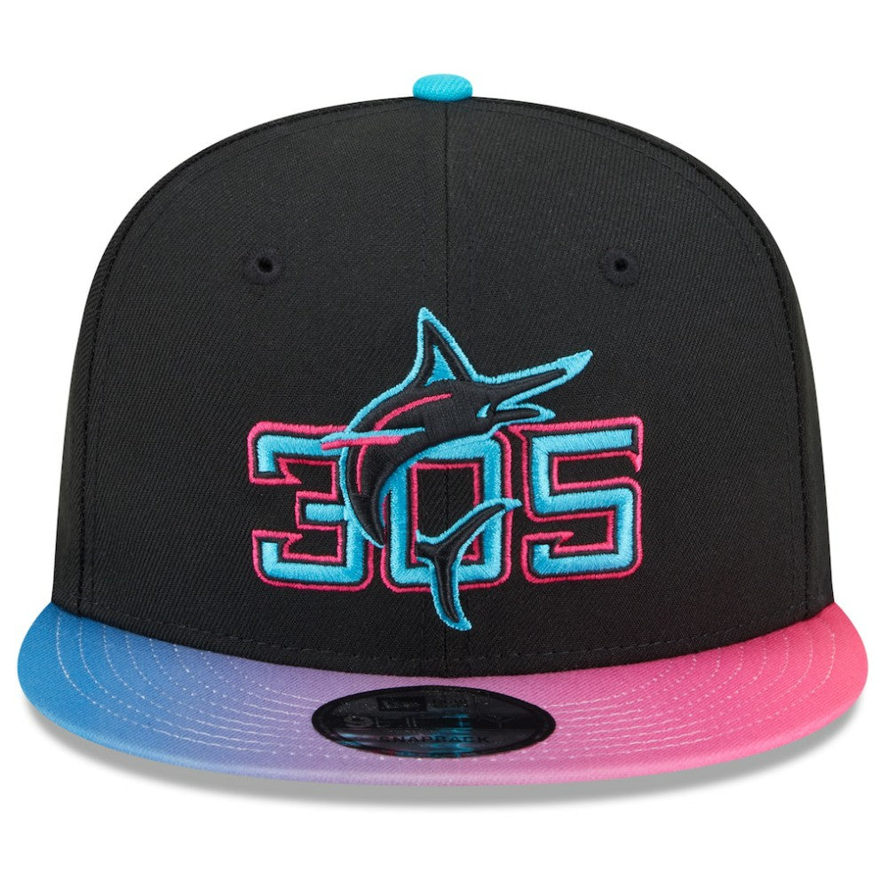 Miami Marlins 2025 City Connect 9FIFTY Snapback Hat Black/Pink