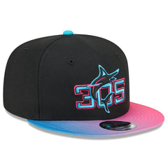 Miami Marlins 2025 City Connect 9FIFTY Snapback Hat Black/Pink