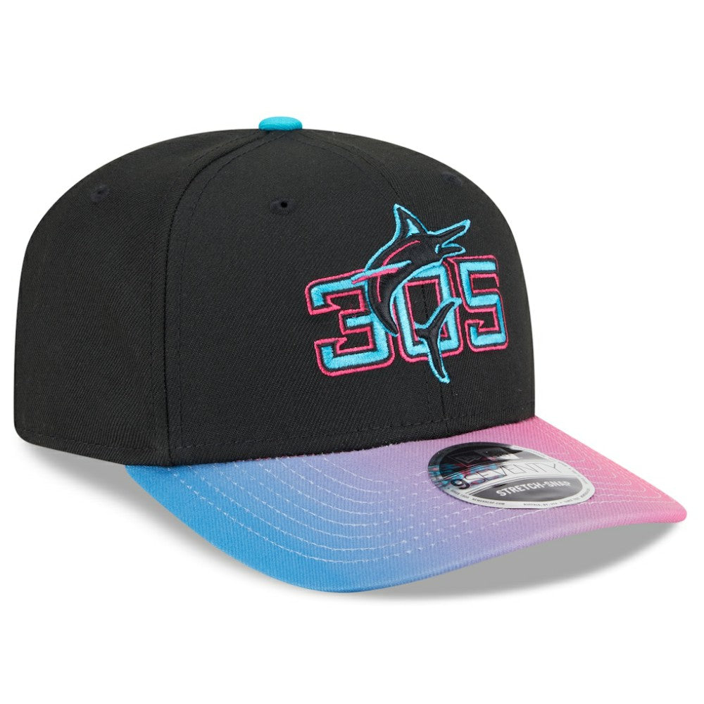 Miami Marlins 2025 City Connect 9SEVENTY Adjustable Hat Black/Pink