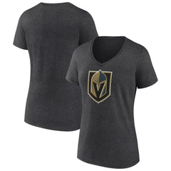 Vegas Golden Knights Women's Primary Logo V-Neck T-Shirt - Charcoal T-shirts
