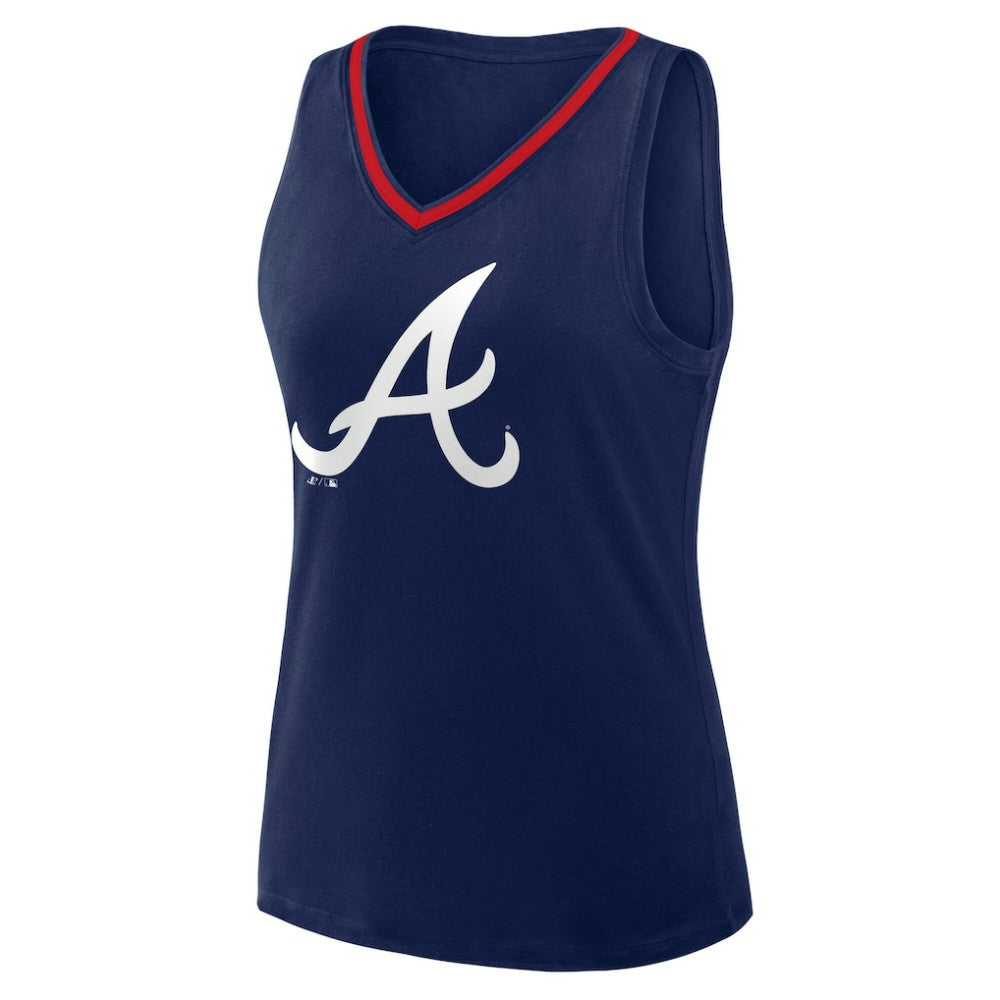Atlanta Braves Logo Athletic Women's Stellar Win V-Neck Tank Top Navy