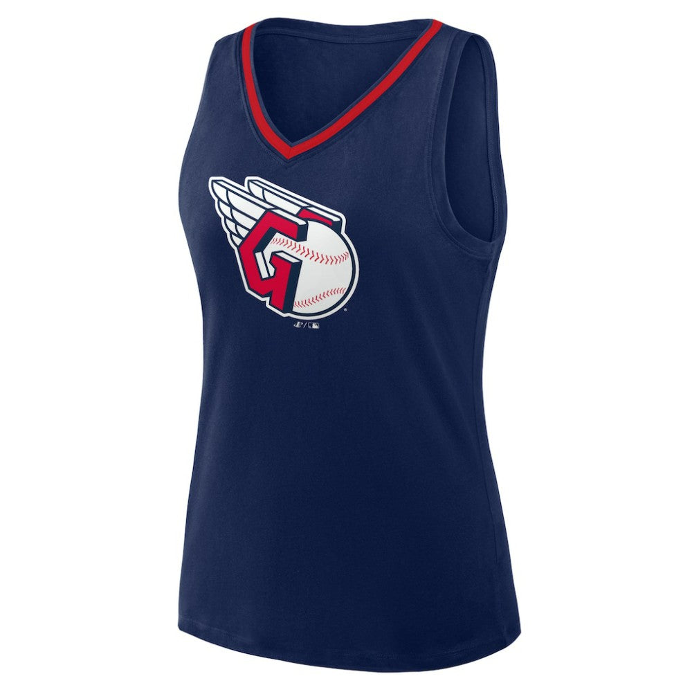 Cleveland Guardians Logo Athletic Women's Stellar Win V-Neck Tank Top Navy