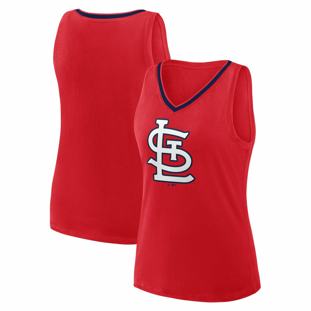 St. Louis Cardinals Logo Athletic Women's Stellar Win V-Neck Tank Top Red