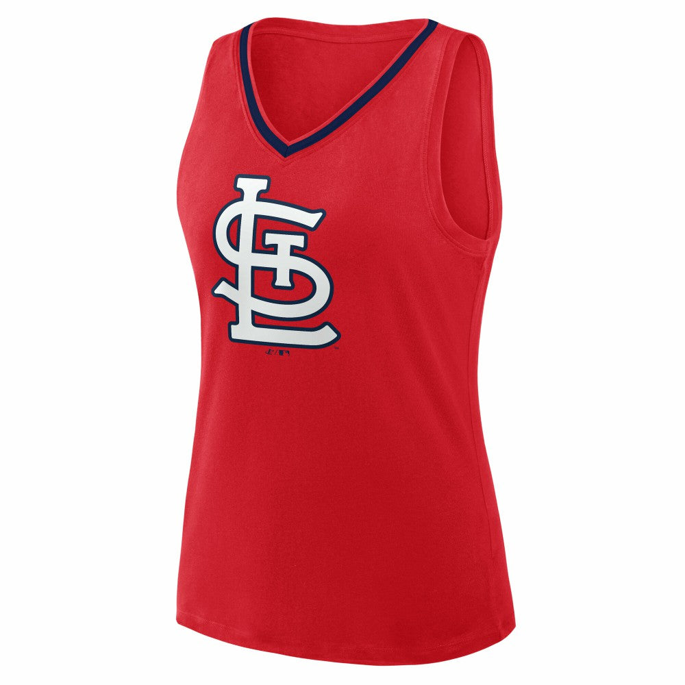 St. Louis Cardinals Logo Athletic Women's Stellar Win V-Neck Tank Top Red