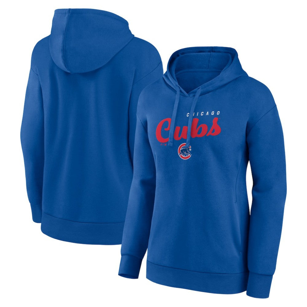 Chicago Cubs Logo Athletic Women's Logo Triumphant V-Neck Pullover Hoodie Royal