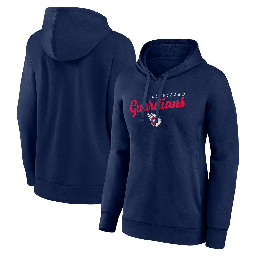 Cleveland Guardians Logo Athletic Women's Logo Triumphant V-Neck Pullover Hoodie Navy
