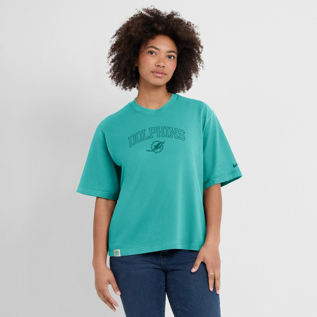 Miami Dolphins Women's Glory Arch Boxy T-Shirt - Aqua on sale