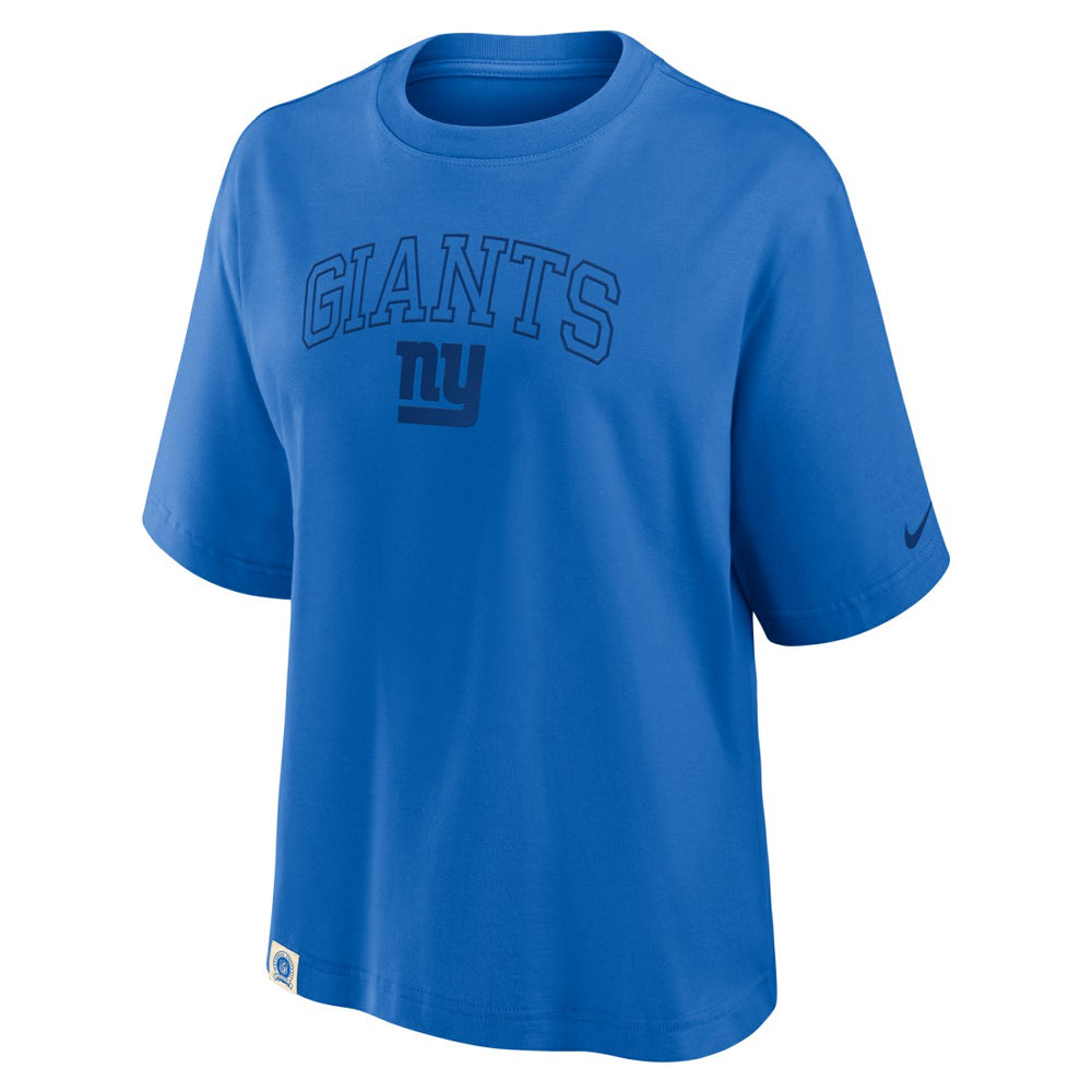 New York Giants Women's Glory Arch Boxy T-Shirt - Royal discount