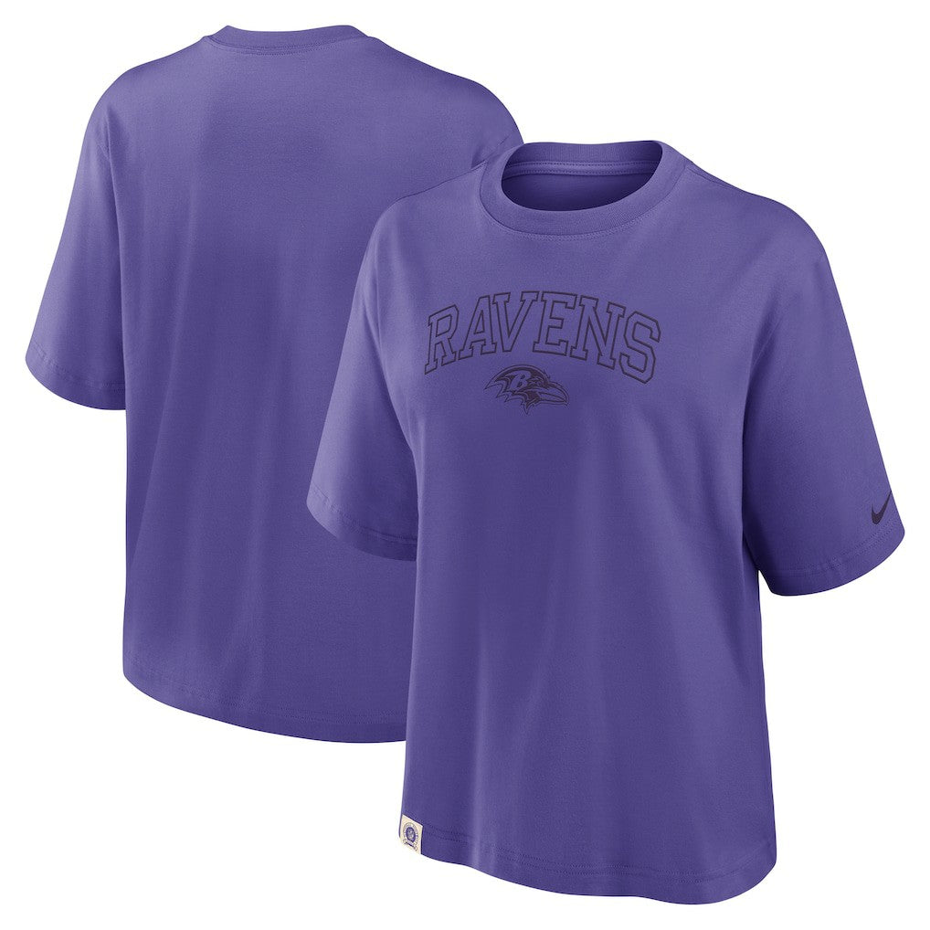 Baltimore Ravens Women's Glory Arch Boxy T-Shirt - Purple for sale