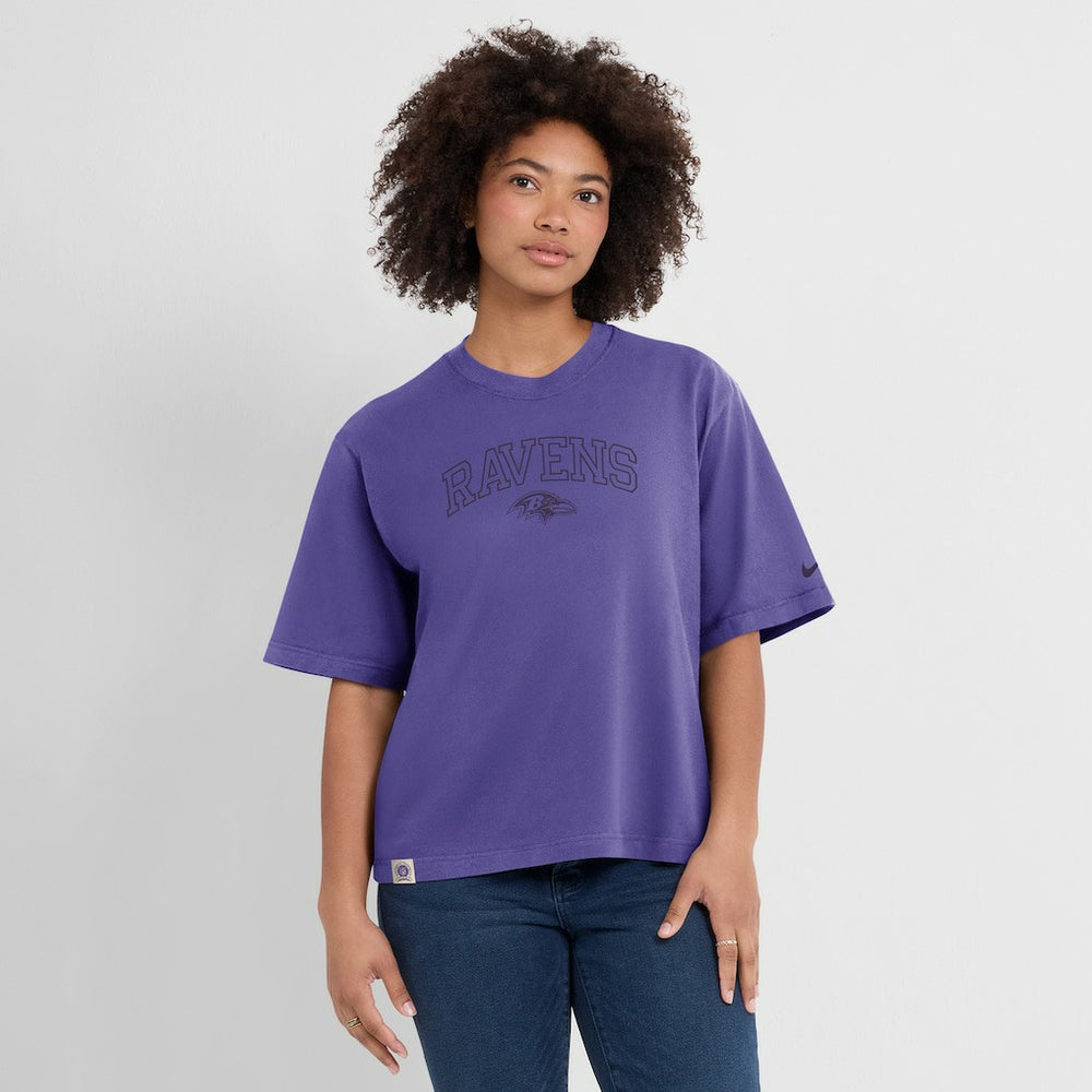 Baltimore Ravens Women's Glory Arch Boxy T-Shirt - Purple for sale