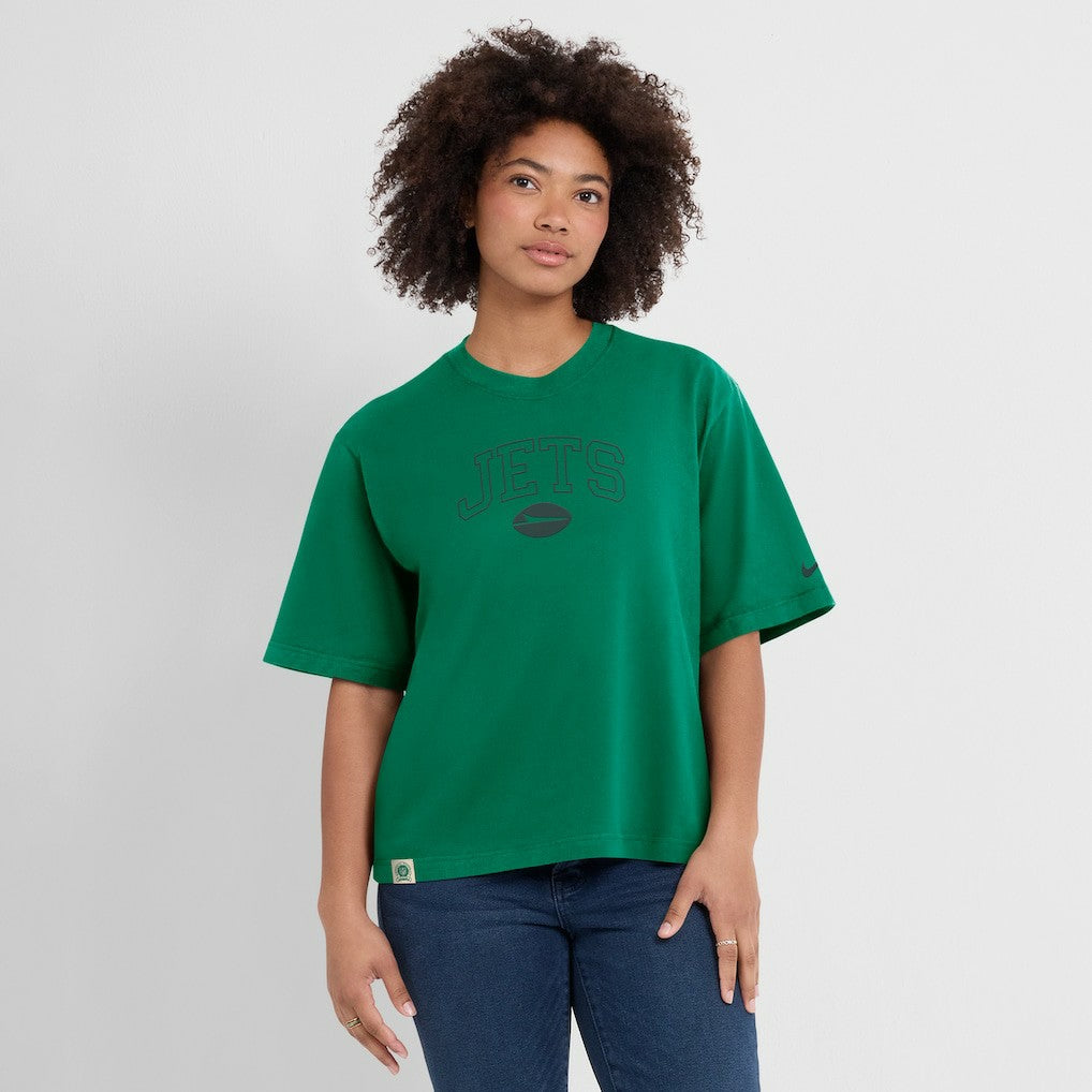 New York Jets Women's Glory Arch Boxy T-Shirt - Green on sale