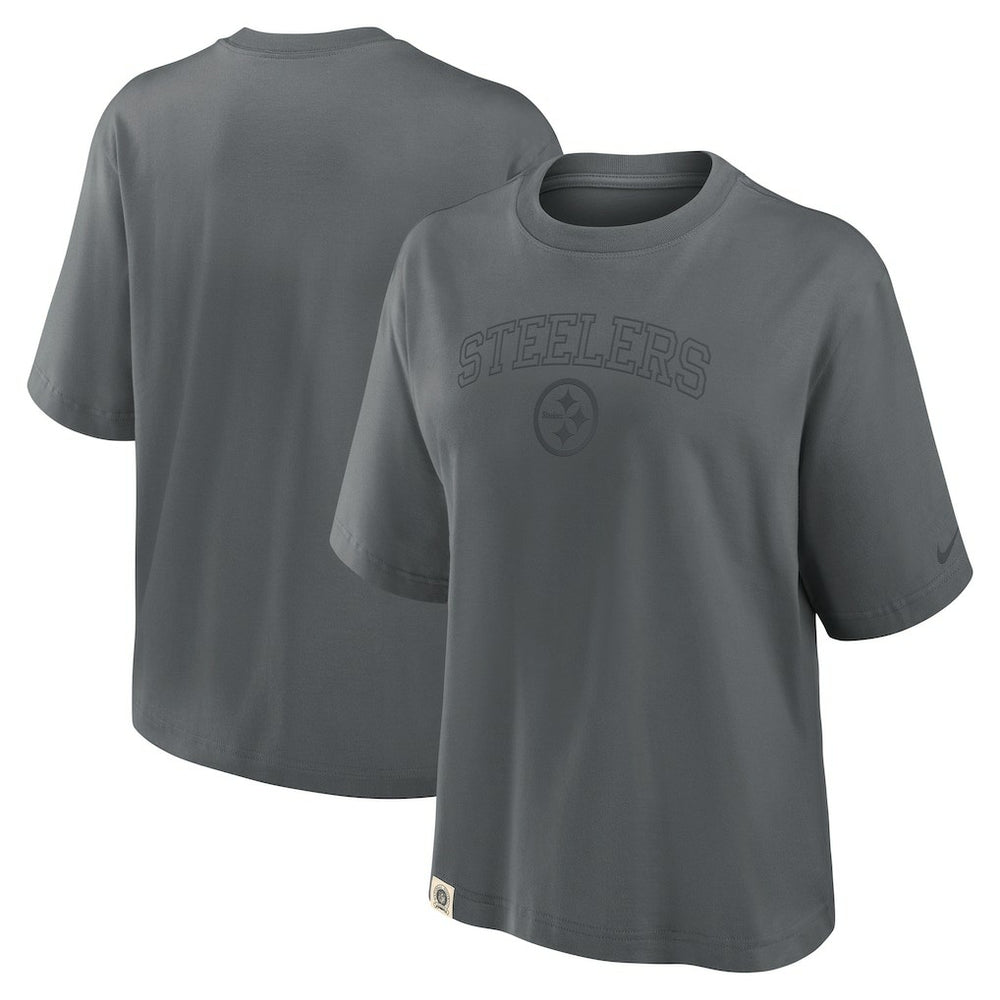 Pittsburgh Steelers Women's Glory Arch Boxy T-Shirt - Charcoal for sale