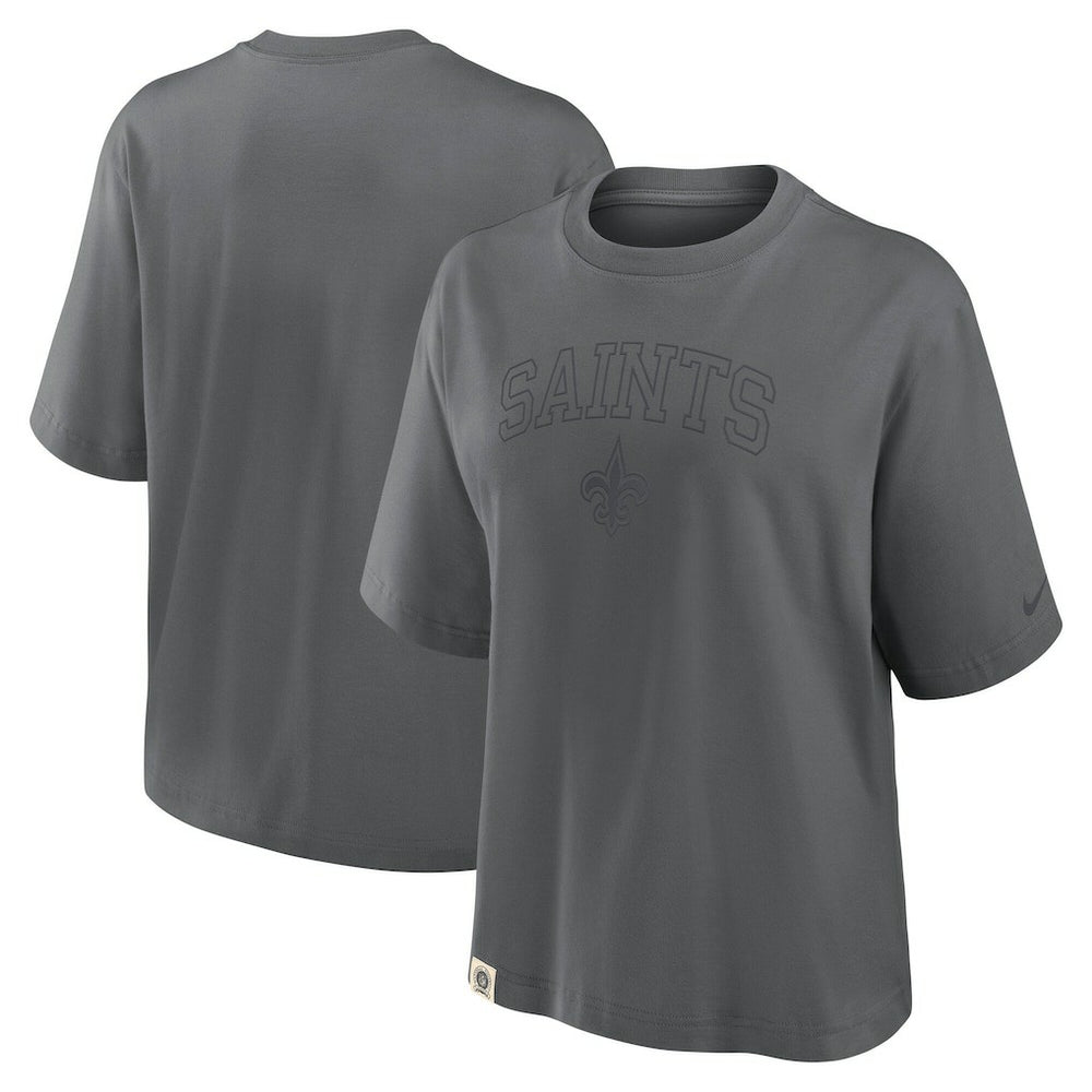 New Orleans Saints Women's Glory Arch Boxy T-Shirt - Charcoal sale