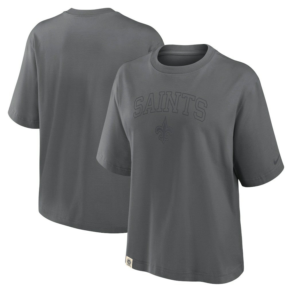 New Orleans Saints Women's Glory Arch Boxy T-Shirt - Charcoal sale
