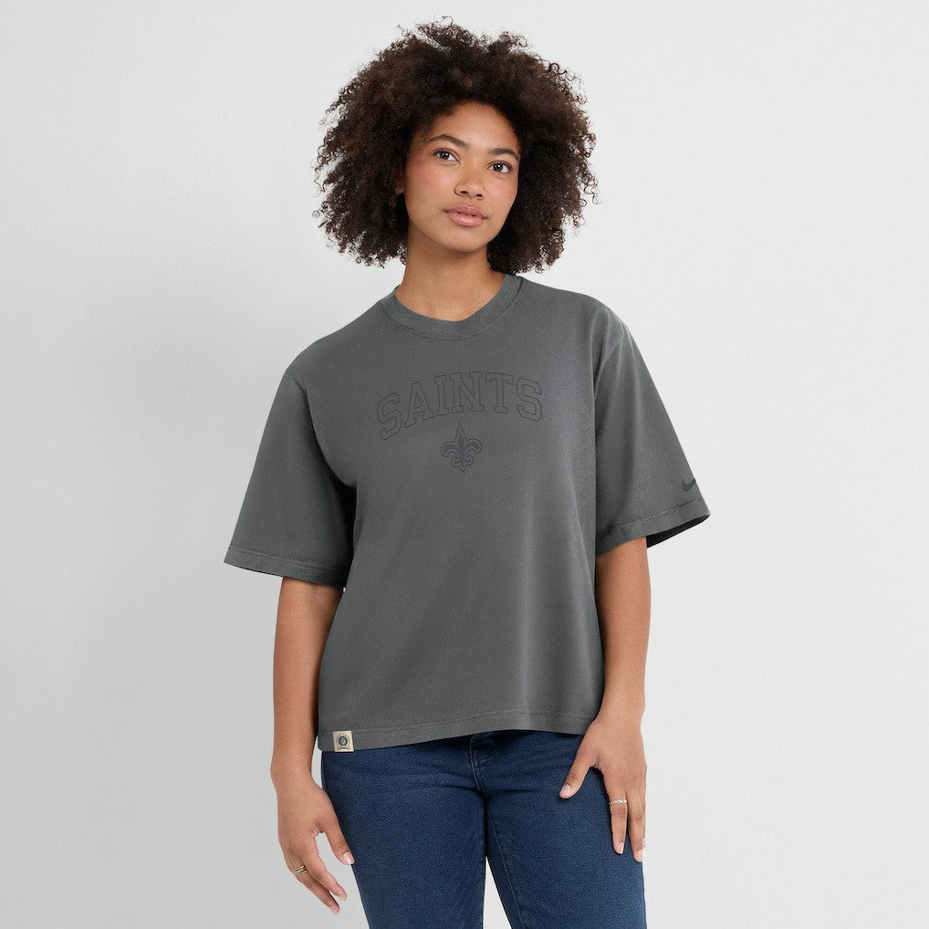 New Orleans Saints Women's Glory Arch Boxy T-Shirt - Charcoal sale