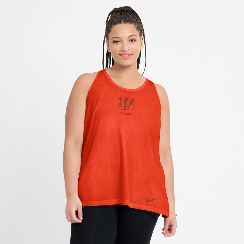 Cincinnati Bengals Women's Glory Open-Back Crisscross Dri-FIT Tank Top - Orange for sale