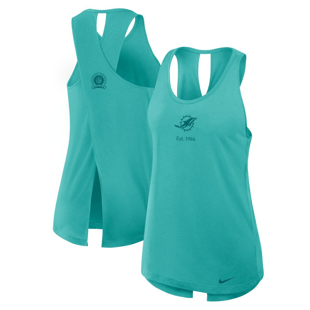 Miami Dolphins Women's Glory Open-Back Crisscross Dri-FIT Tank Top - Aqua sale