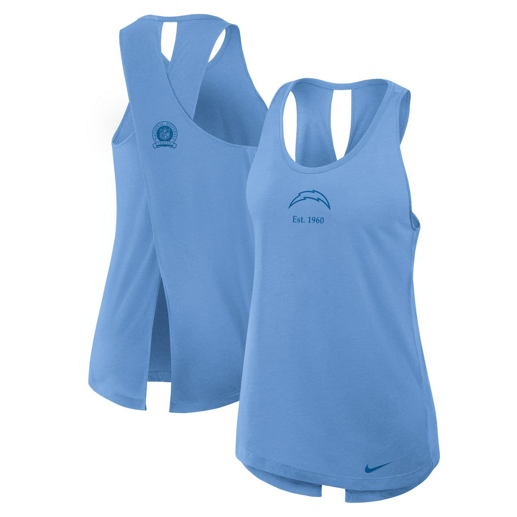 Los Angeles Chargers Women's Glory Open-Back Crisscross Dri-FIT Tank Top - Powder Blue sale