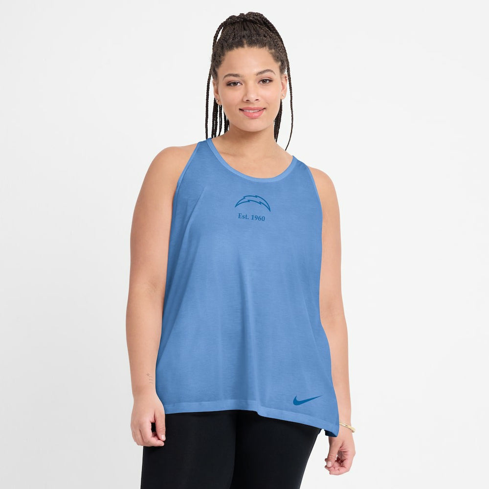 Los Angeles Chargers Women's Glory Open-Back Crisscross Dri-FIT Tank Top - Powder Blue sale