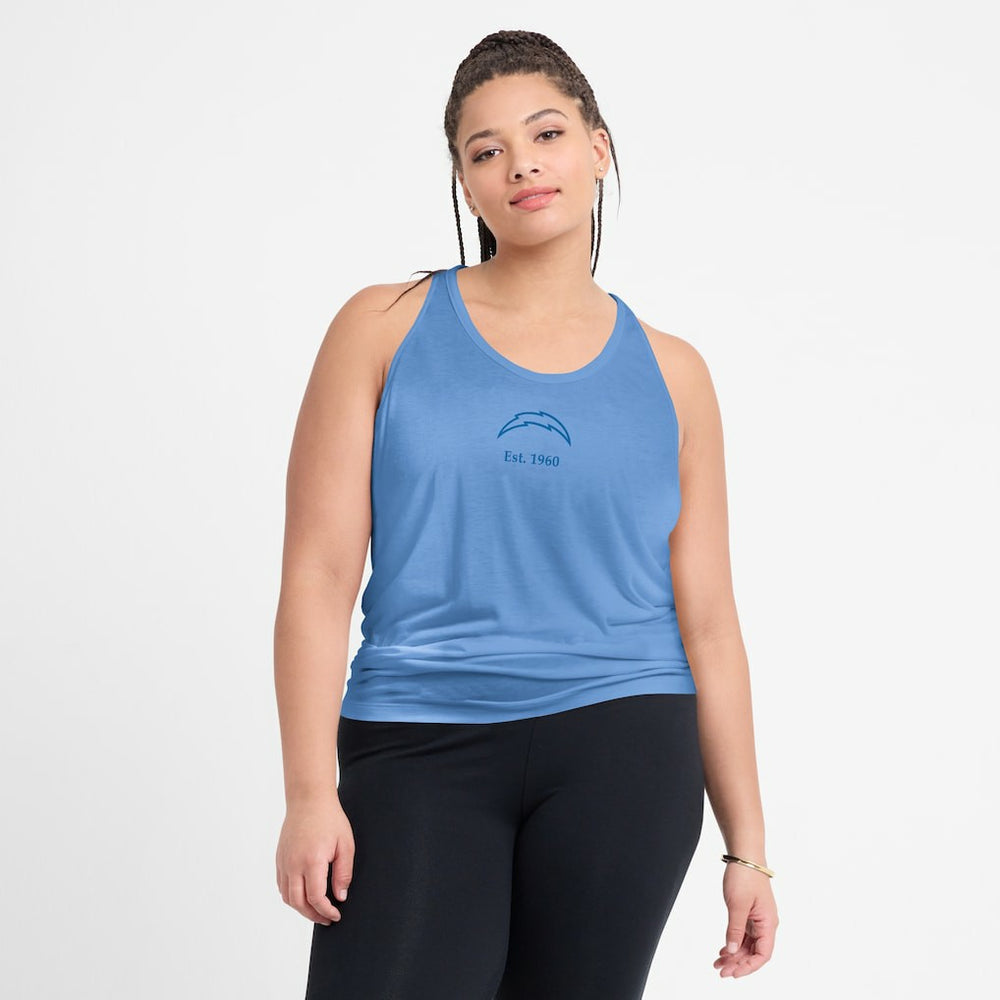 Los Angeles Chargers Women's Glory Open-Back Crisscross Dri-FIT Tank Top - Powder Blue sale